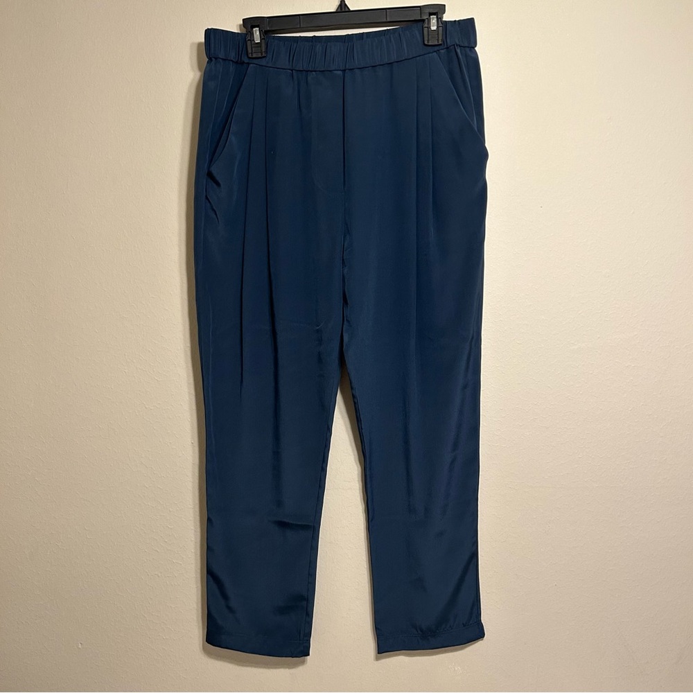 3.1 Phillip Lim Jodhpur Blue Pull On 100% Silk Trousers Pant High Rise Size 8